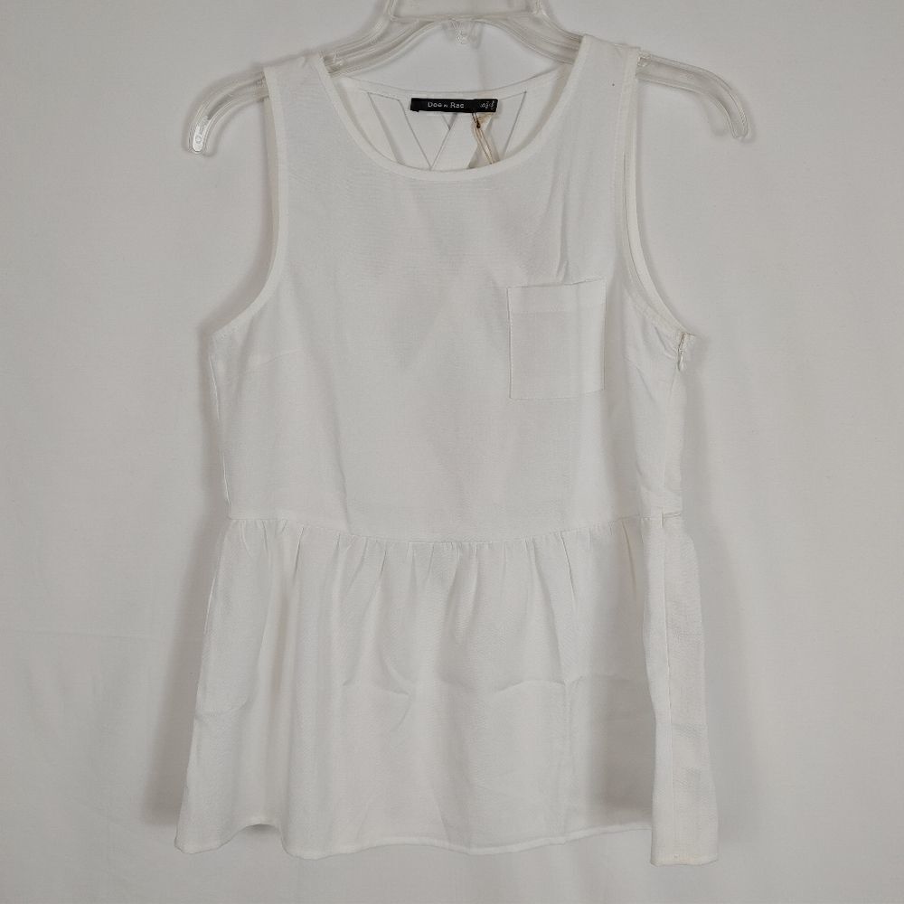 Doe & Rae Lattice Back Tank Top Women's Size Small NWT White.Armpit to armpit 1